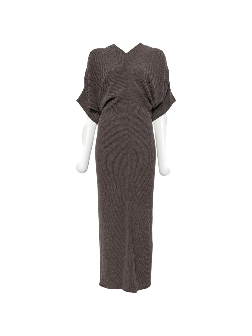 RAME ribbed-knit batwing-sleeve maxi dress - Marrone