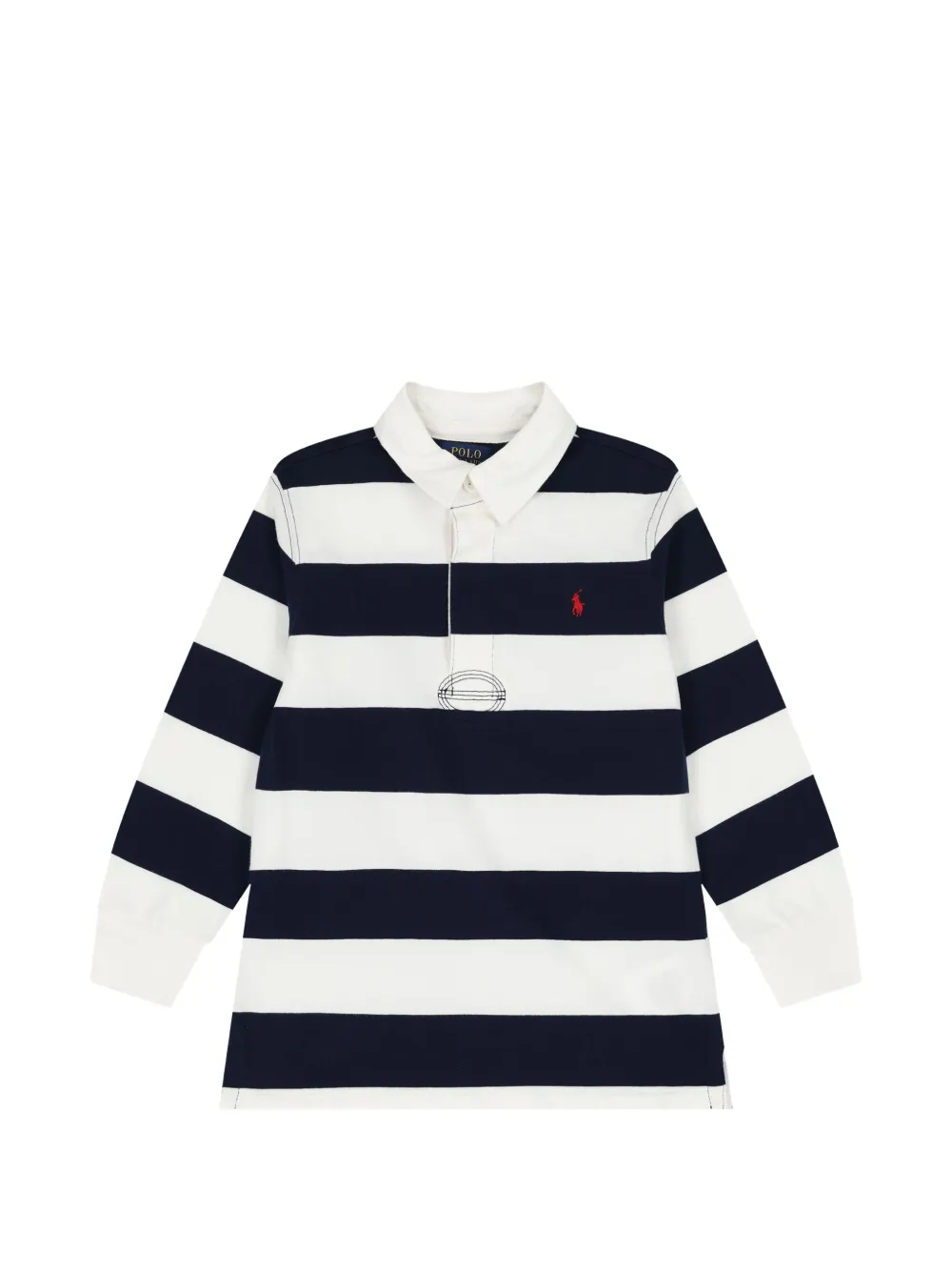 POLO RALPH LAUREN KIDS striped long-sleeve polo-collar dress - Weiß