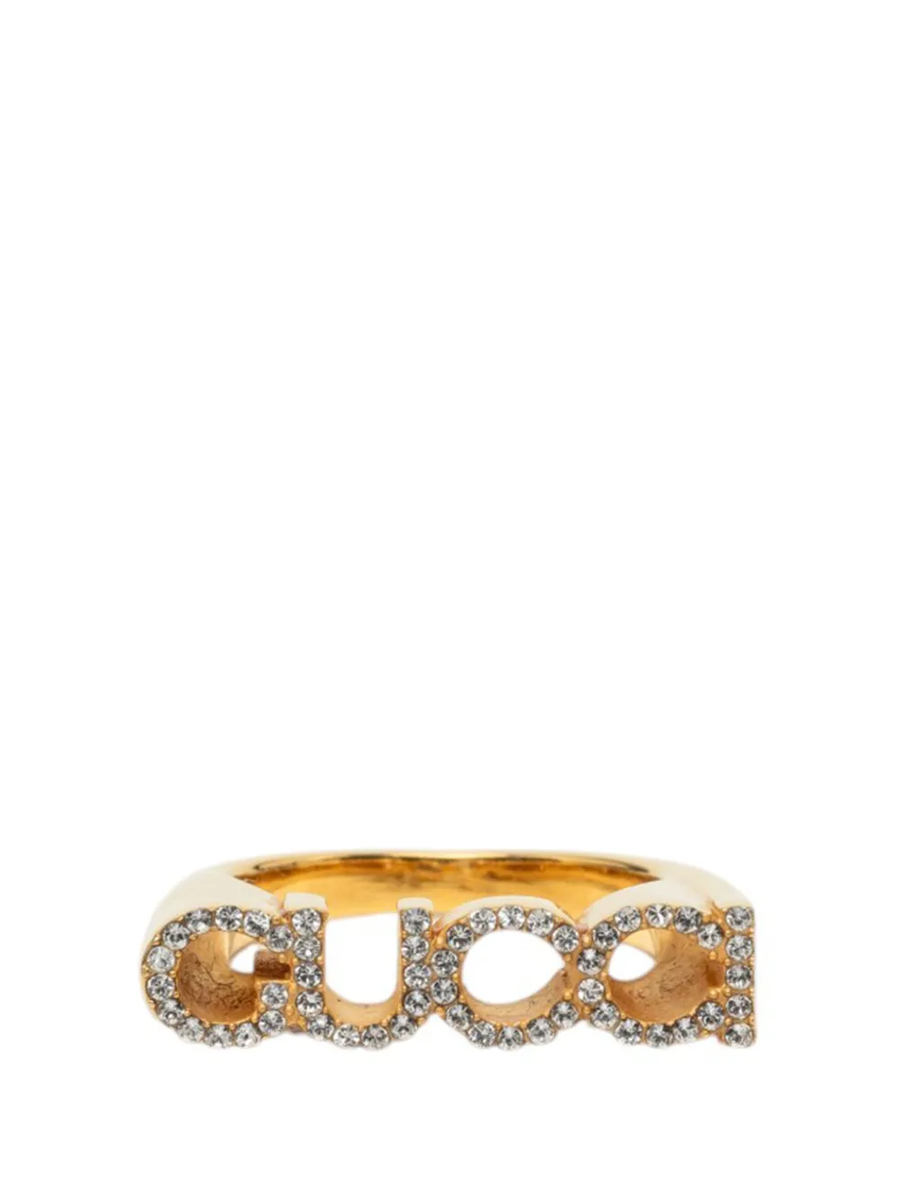Gucci Pre-Owned 2022-2023 Gold Plated Strass Logo Letter Ring S costume ring - Oro
