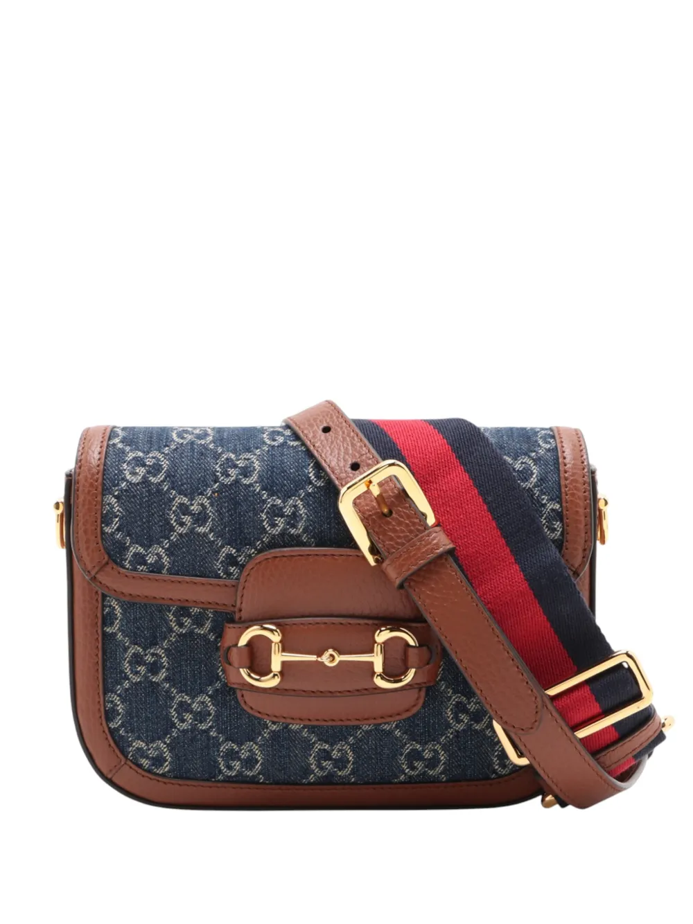 Gucci Pre-Owned 2016-2026 Small GG Denim Web Horsebit 1955 crossbody bag - Blu