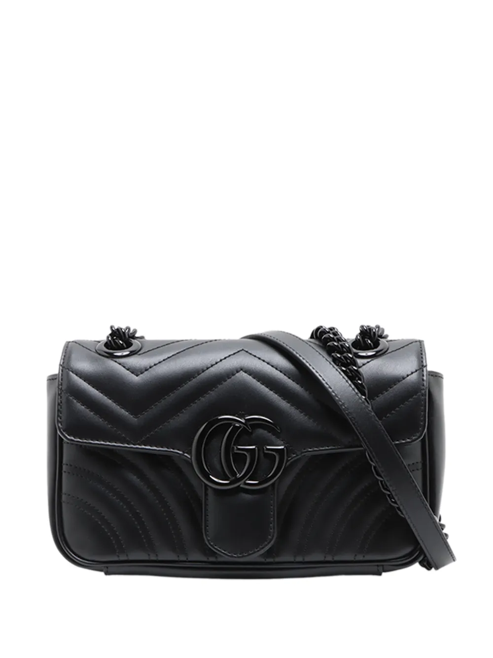 Gucci Pre-Owned 2016-2026 Small GG Marmont Matelasse Calfskin Monochrome shoulder bag - Nero
