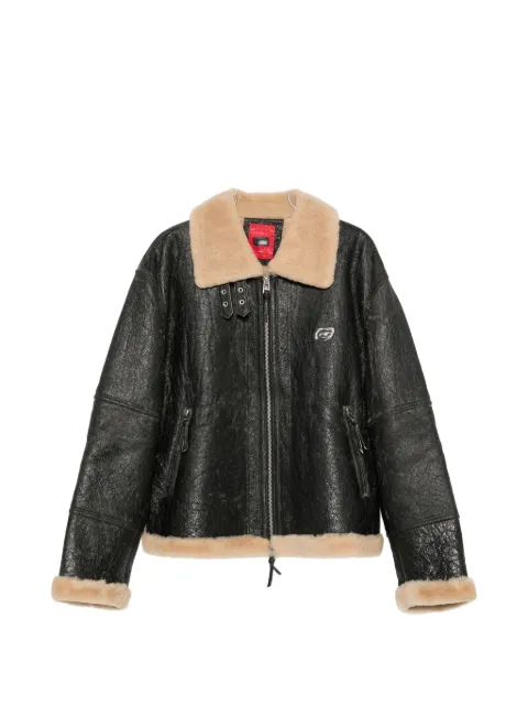 KidSuper graphic-print shearling-trim jacket