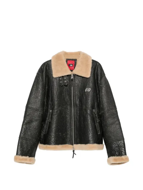 KidSuper graphic-print shearling-trim jacket