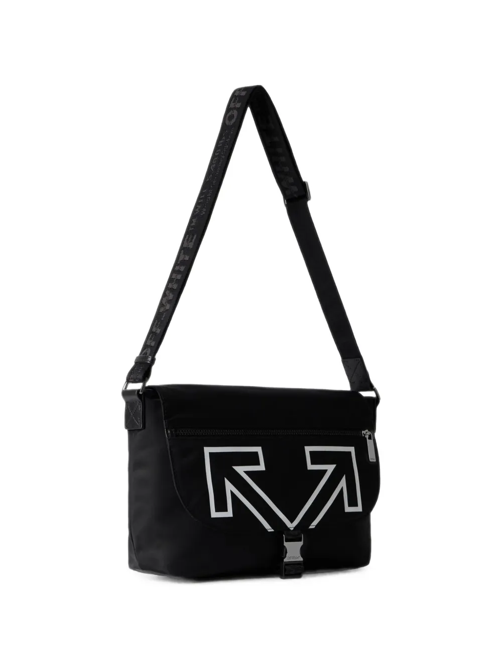 Off-White Schoudertas met gespsluiting en Arrows-print Zwart