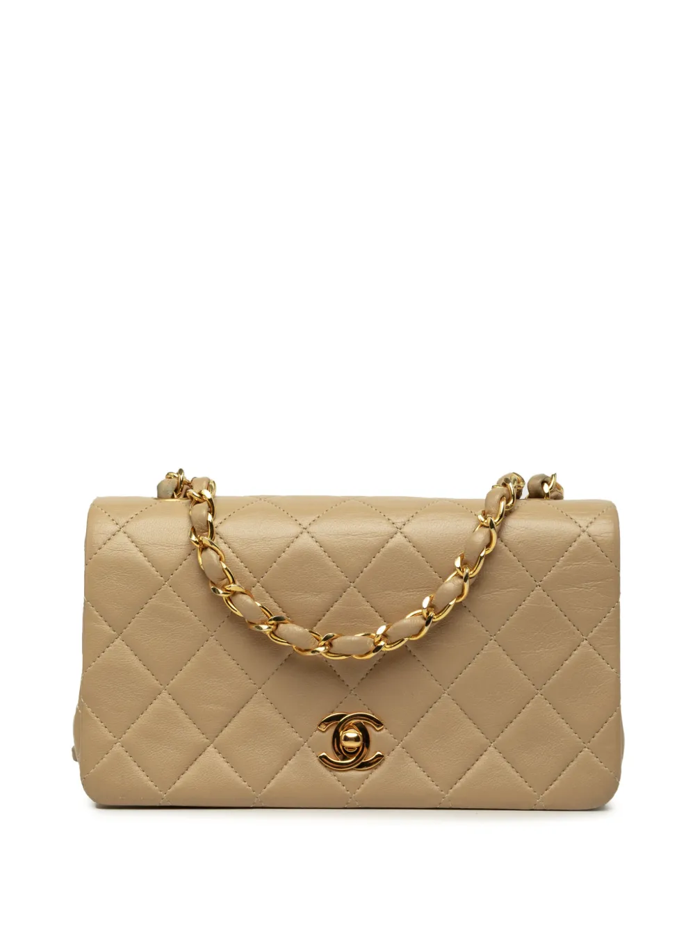 CHANEL Pre-Owned 1989-1991 Mini Rectangular CC Quilted Lambskin Full Single Flap crossbody bag - Toni neutri