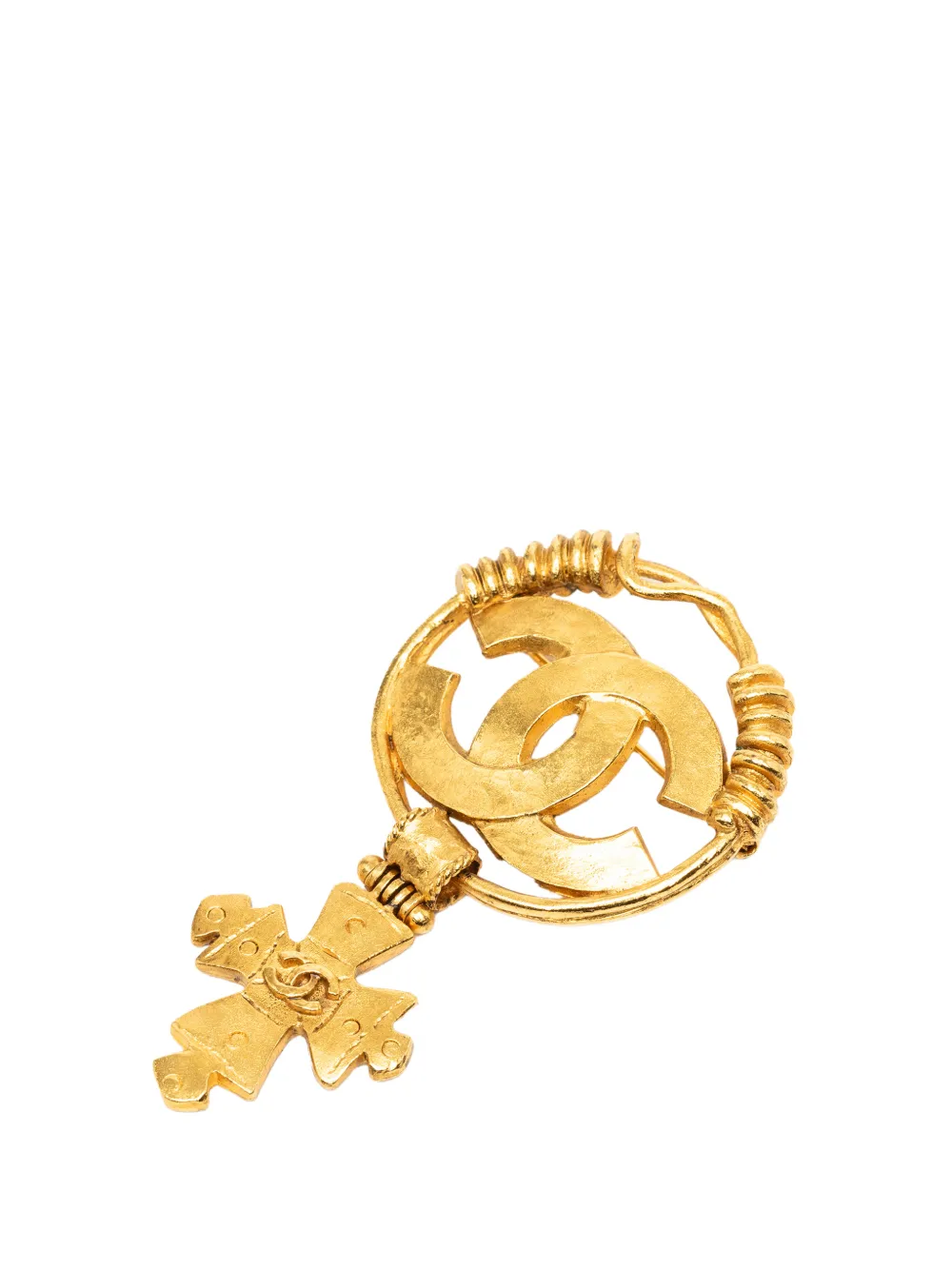 CHANEL Pre-Owned 2004 CC Gold Plated Cross Brooch costume brooch - Oro