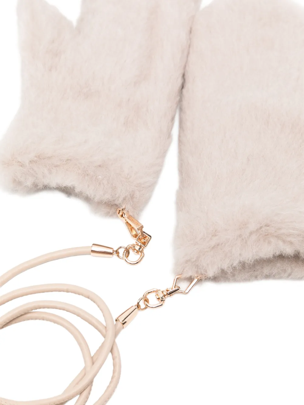 Max Mara fur-textured mittens Beige