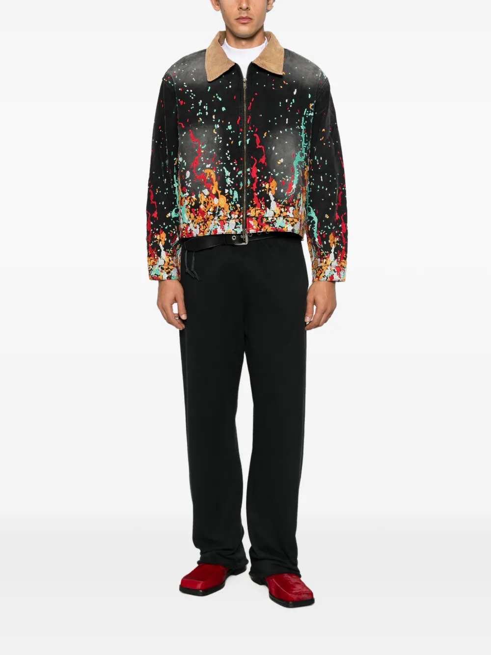 House of errors paint-splatter corduroy-collar jacket - Nero