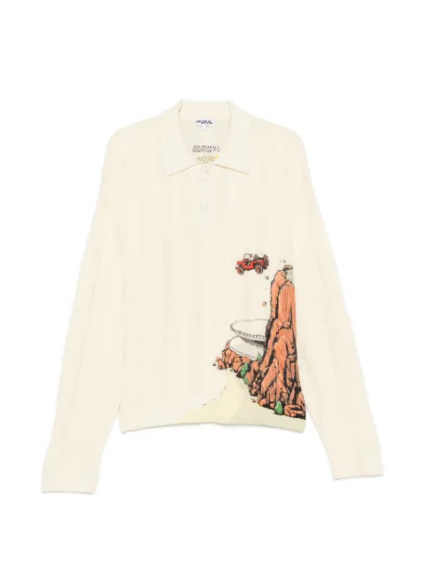 House of errors cable-knit graphic-print polo shirt