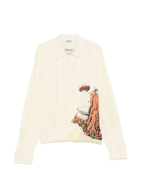House of errors cable-knit graphic-print polo shirt
