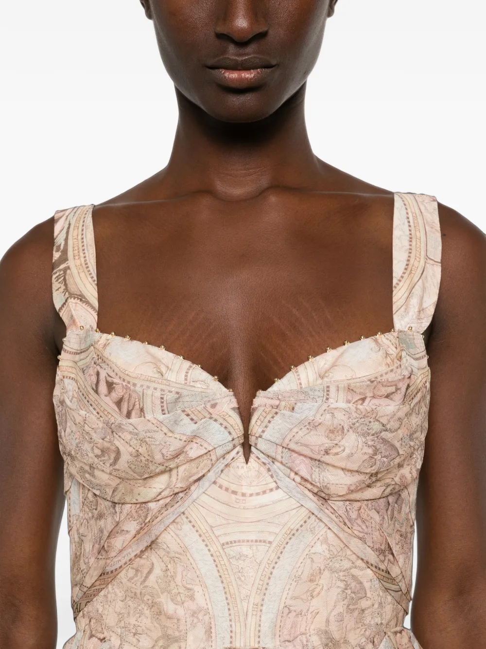ZIMMERMANN Midi-jurk met print Beige
