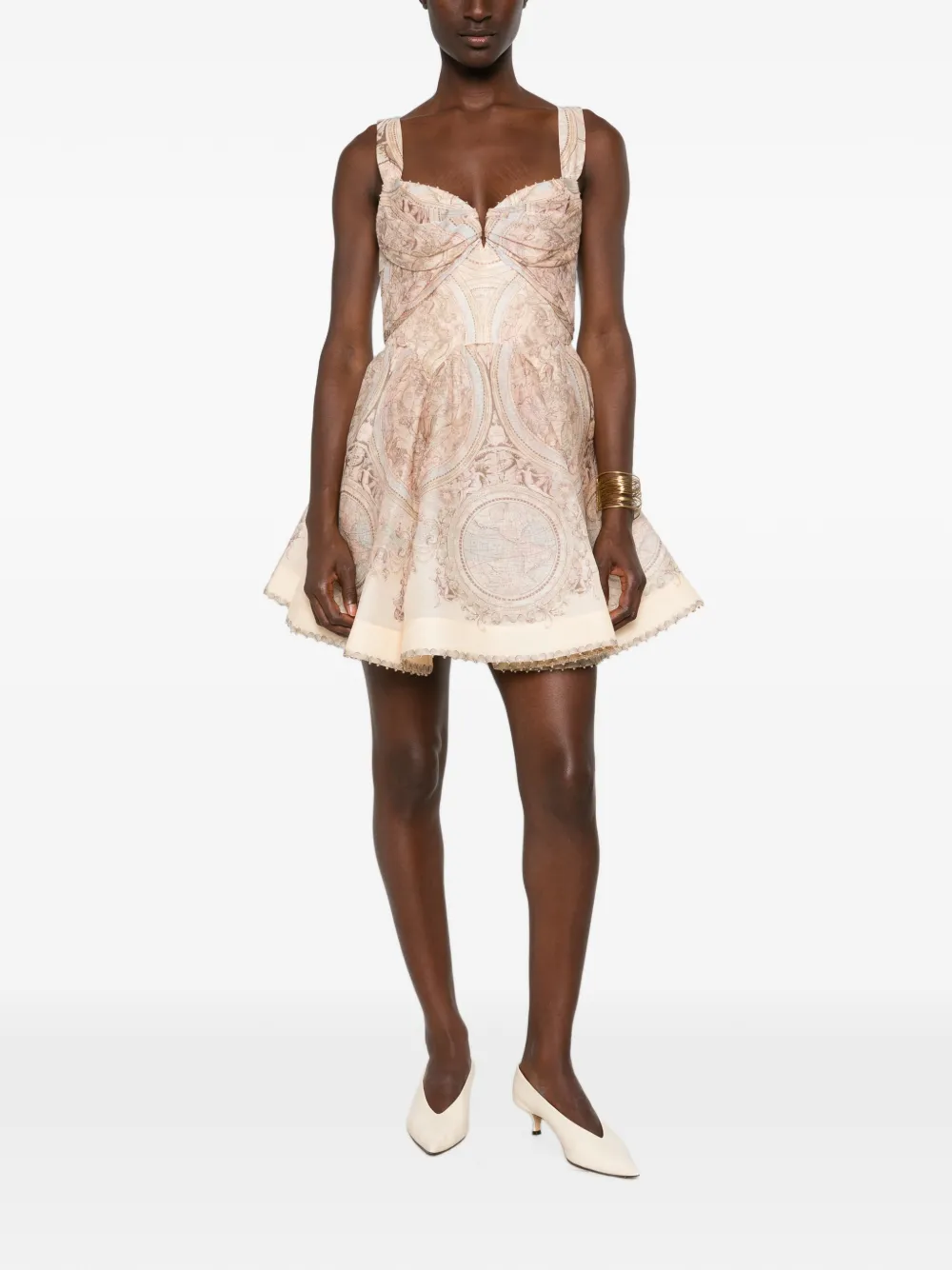 ZIMMERMANN Midi-jurk met print Beige