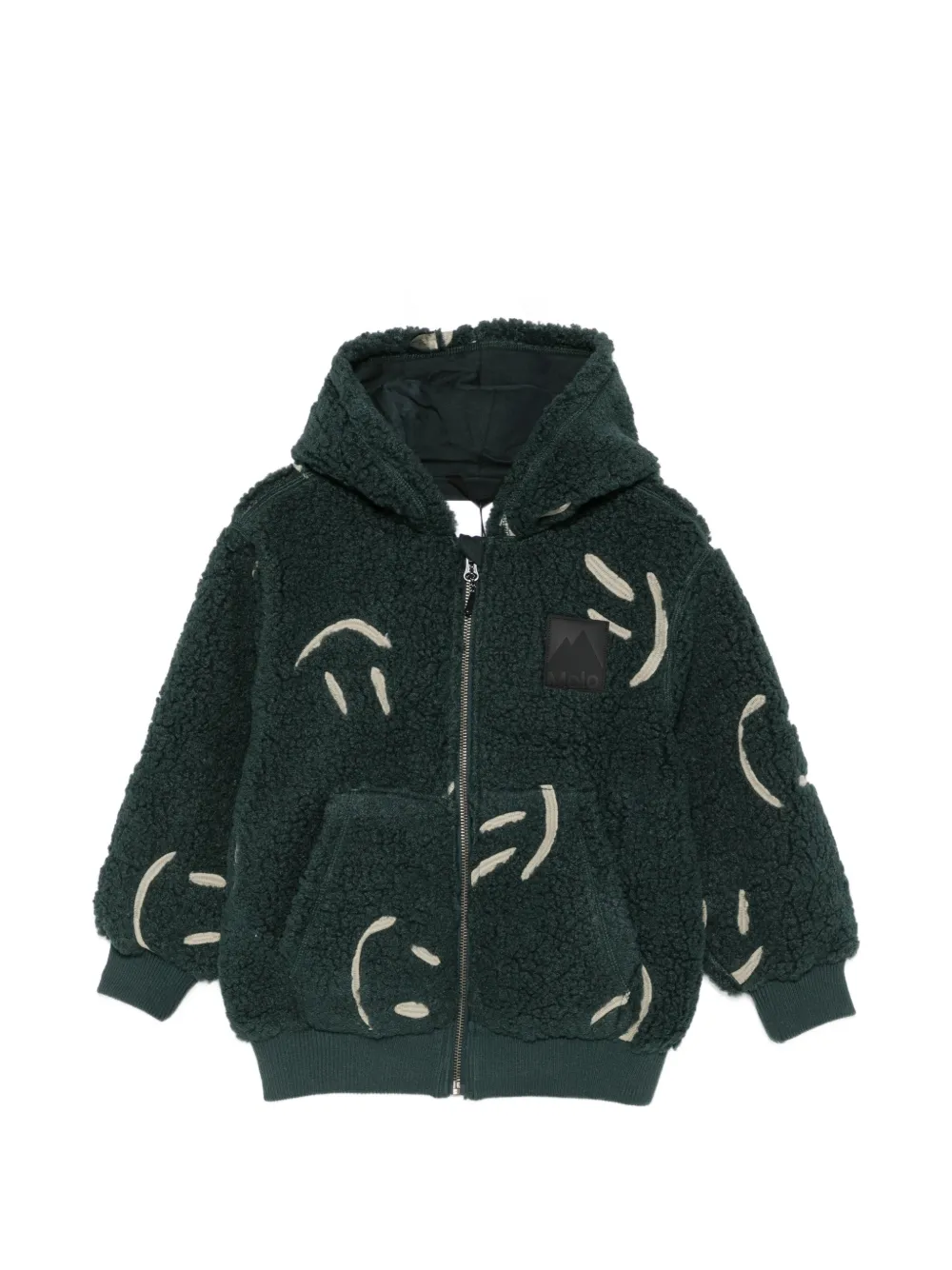 Molo Hazzy smiley-print fleece hoodie - Verde
