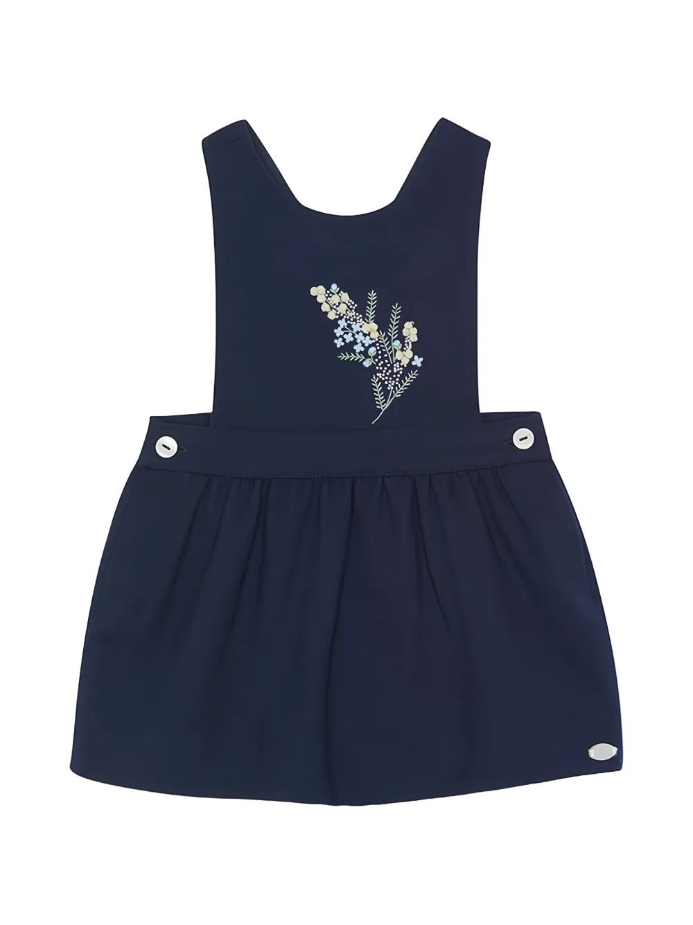 Tartine Et Chocolat floral-embroidered pinafore dress - Blu