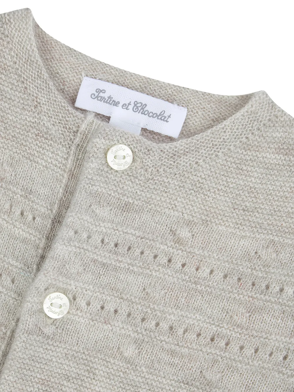 Tartine Et Chocolat Pointelle gebreide jumpsuit met knopen Beige