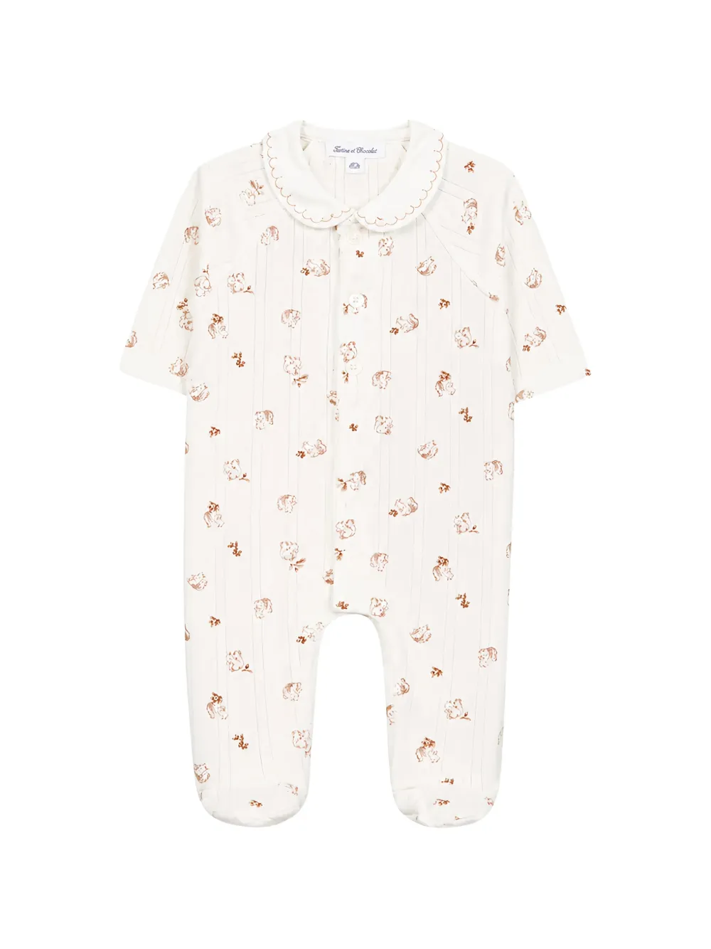 Tartine Et Chocolat squirrel-print scalloped-collar pajamas - Toni neutri