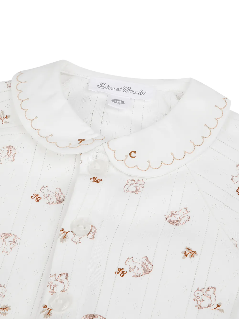 Tartine Et Chocolat squirrel-print scalloped-collar pajamas Beige