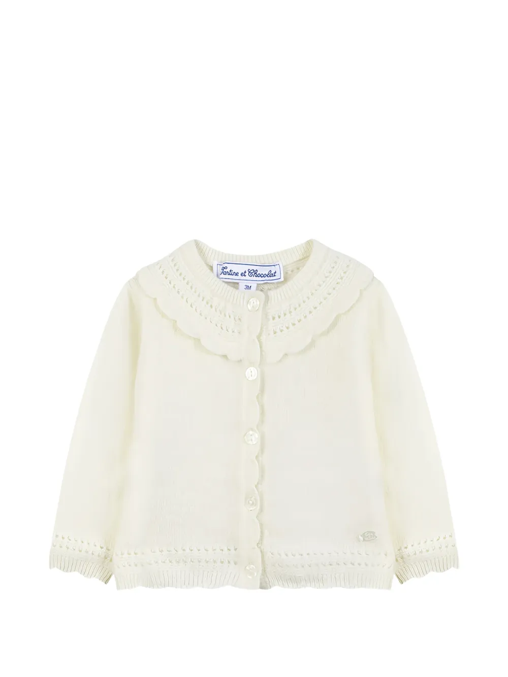 Tartine Et Chocolat scalloped pointelle-knit cardigan - Toni neutri