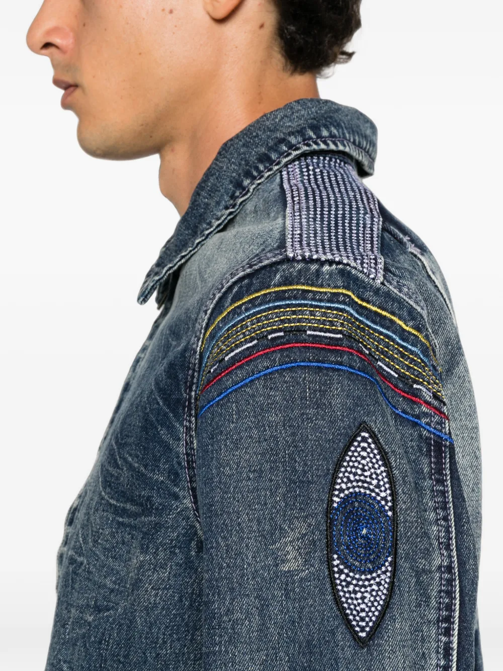 KidSuper Denim jack met geborduurde kralen Blauw