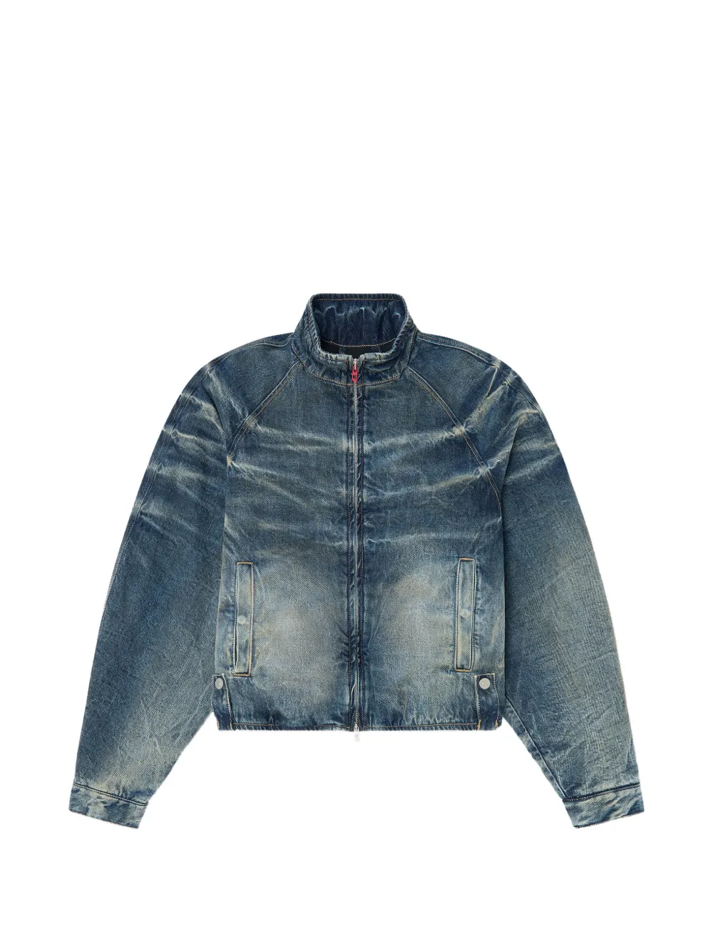 Diesel faded-effect raglan-sleeve denim jacket - Blu