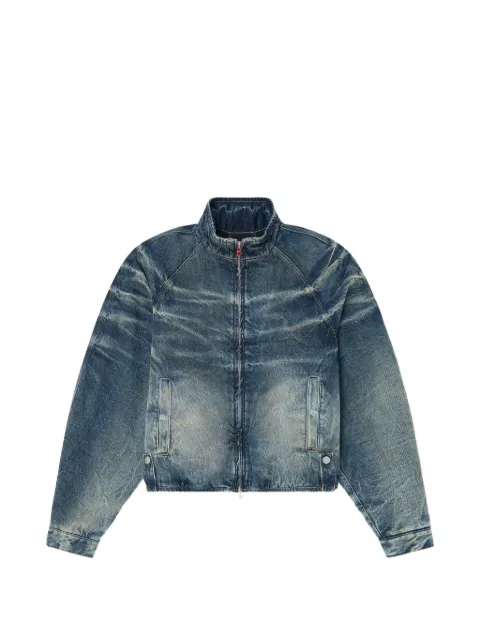 Diesel padded jacket in dirty-effect creased denim