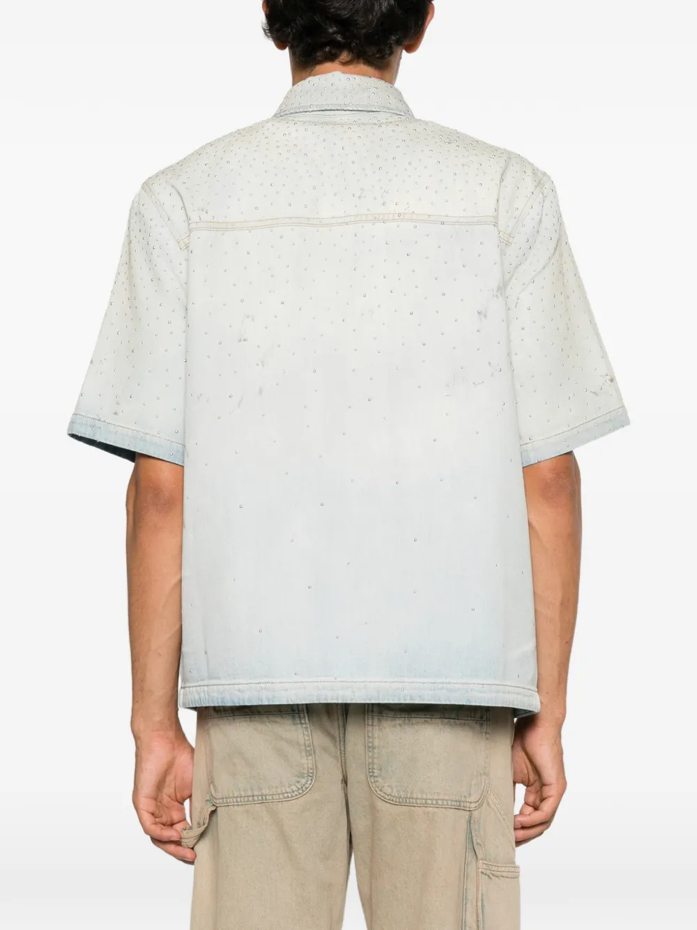 AMIRI Overhemd verfraaid met kristallen en logopatch Blauw
