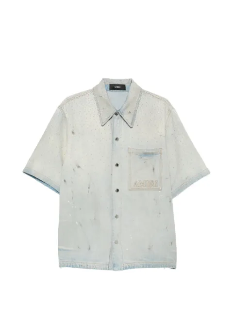 AMIRI crystal-embellished logo-patch shirt