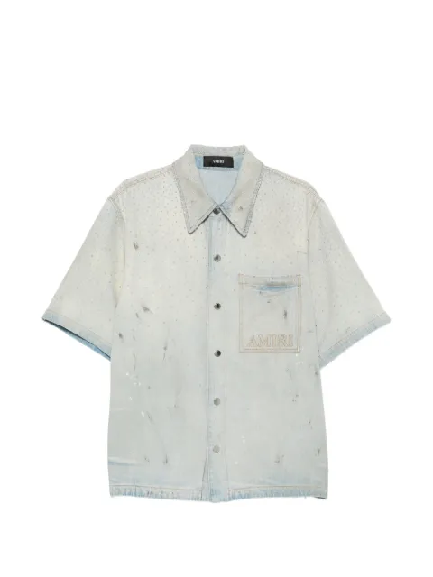 AMIRI crystal-embellished logo-patch shirt