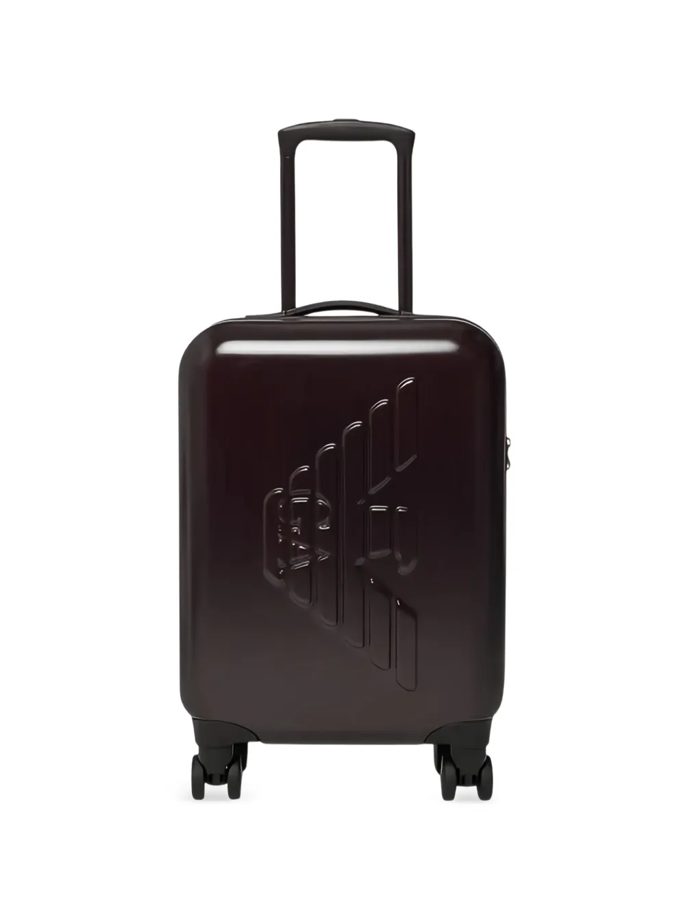 Emporio Armani logo-embossed spinner suitcase - Marrone