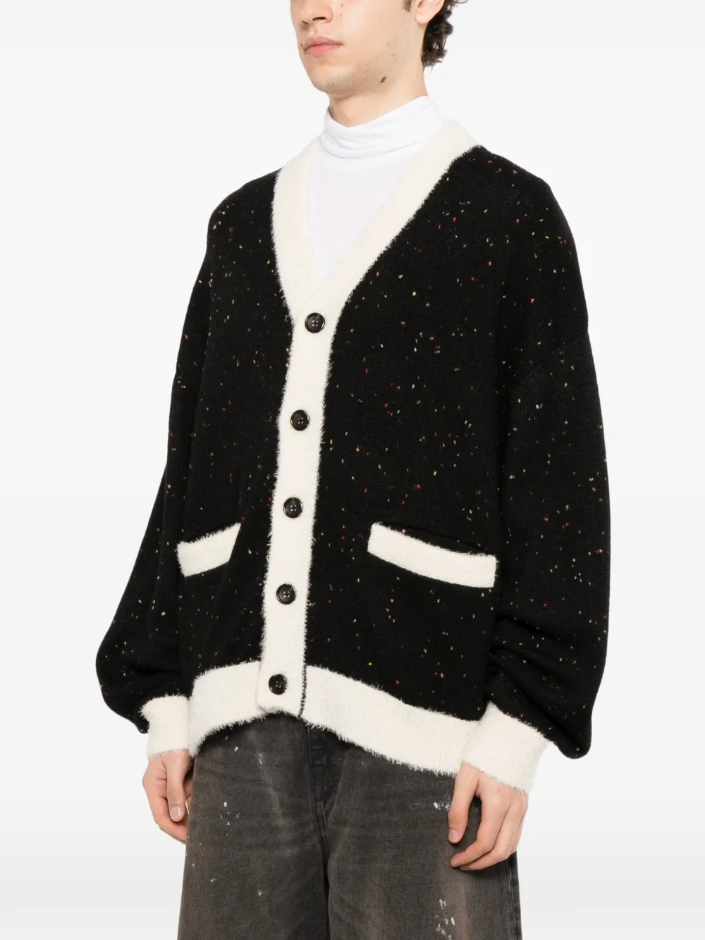 Mastermind Japan Gebreid tweed vest met vlekken Zwart