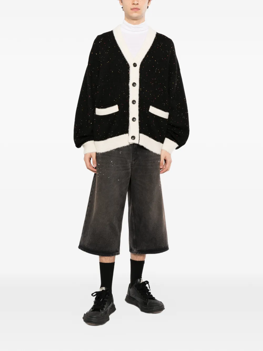 Mastermind Japan Gebreid tweed vest met vlekken Zwart