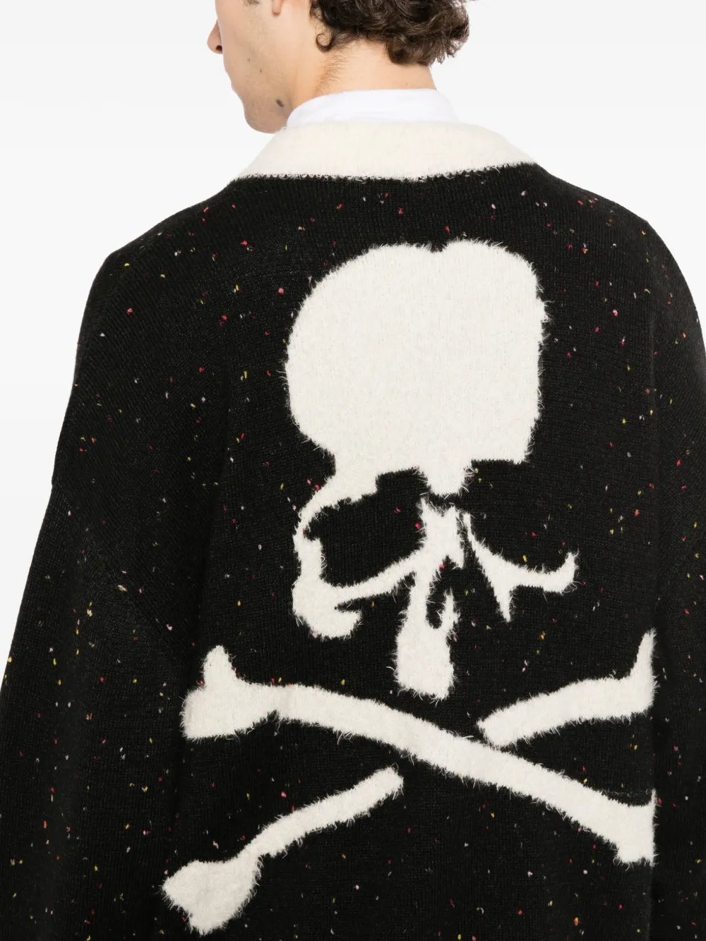 Mastermind Japan Gebreid tweed vest met vlekken Zwart