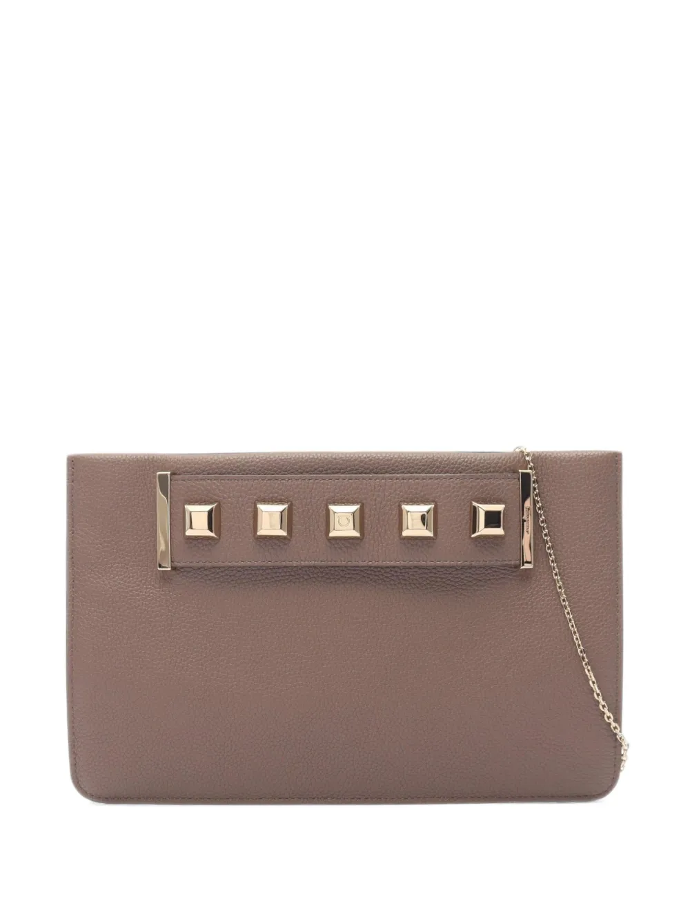 Ferragamo Pre-Owned 2010s Gancini stud-embellished clutch bag - Marrone