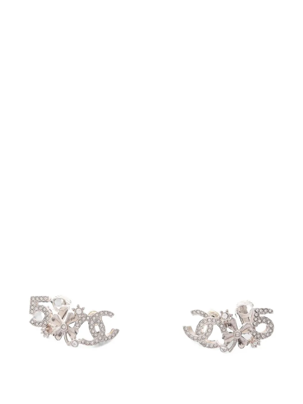 CHANEL Pre-Owned 2023 rhinestone Clover earrings - Argento