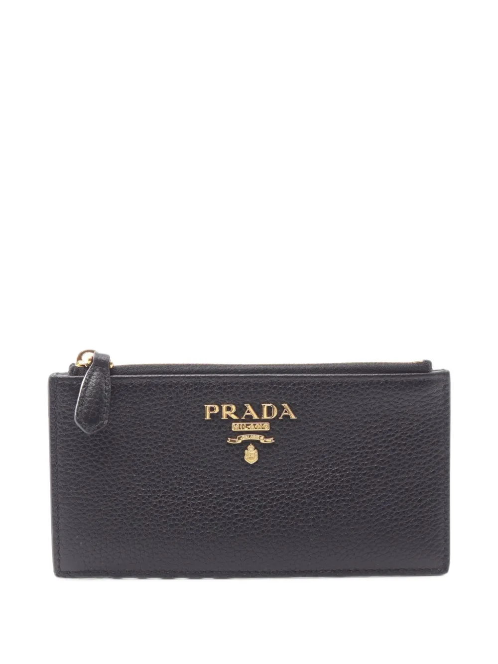 Prada Pre-Owned 2010s logo plaque grained leather card case - Nero