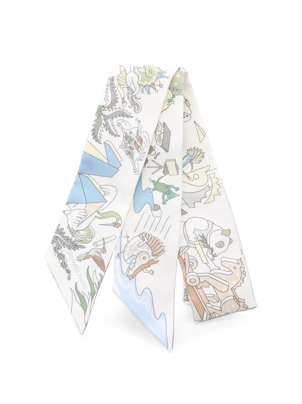 Hermès Pre-Owned 2020s Academia Hippica Twilly scarf - Bianco