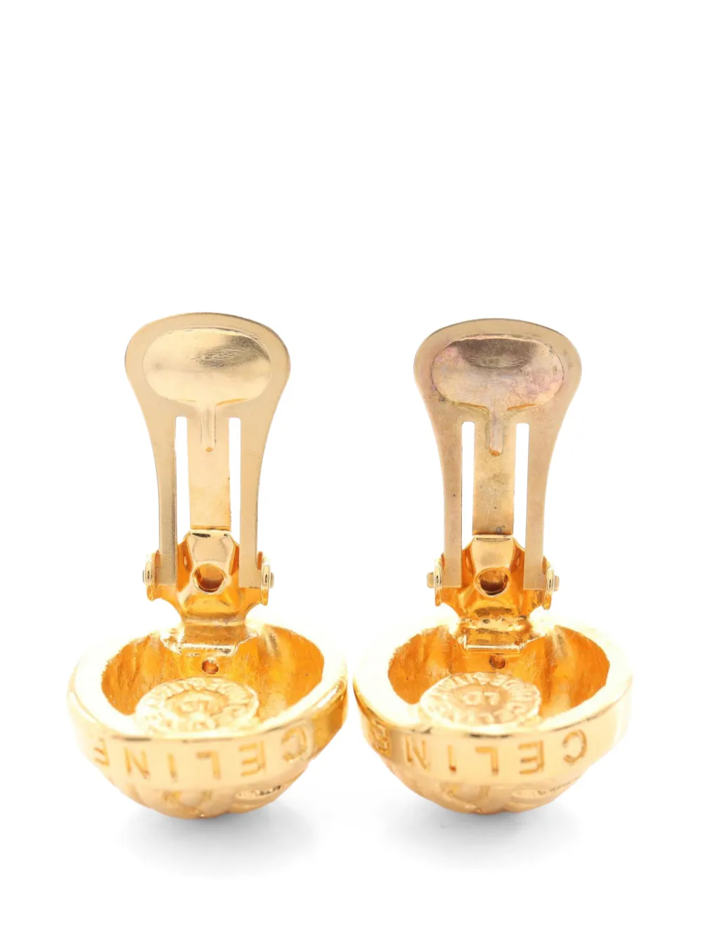 Celine Pre-owned 2010s Round Clip-on Earrings in Gold, view 3