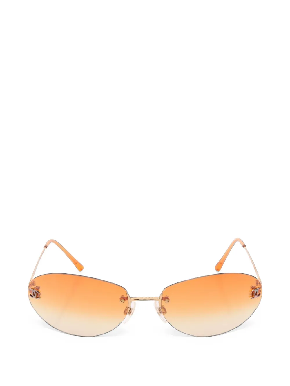 CHANEL Pre-Owned lunettes de soleil Coco Mark à monture géométrique (1986-1988) - Or