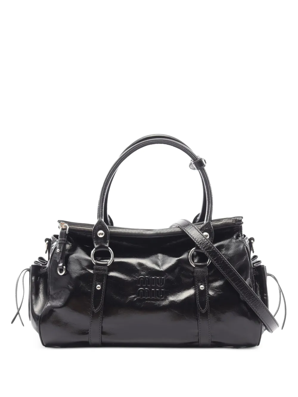 Miu Miu Pre-Owned 2020s Shiny leather tote bag - Nero