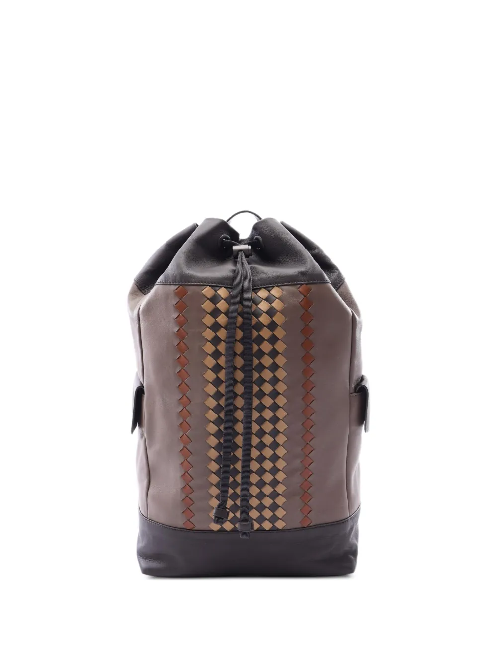Bottega Veneta Pre-Owned 2010s gestreifter Intrecciato Rucksack - Braun