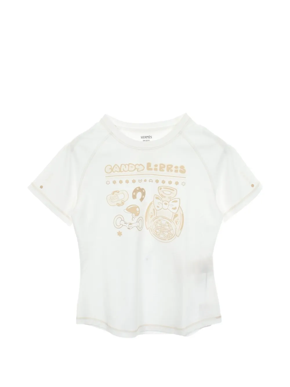 Pre-owned Hermes Candy Libris Raglan-sleeve T-shirt In White