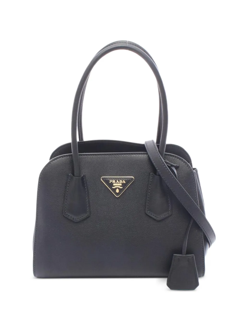 Prada Pre-Owned 2020s logo-plaque leather tote bag - Nero