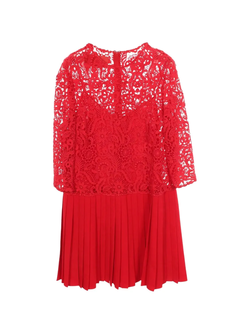 Valentino Garavani Pre-Owned 2010s floral-lace pleated midi dress - Rosso