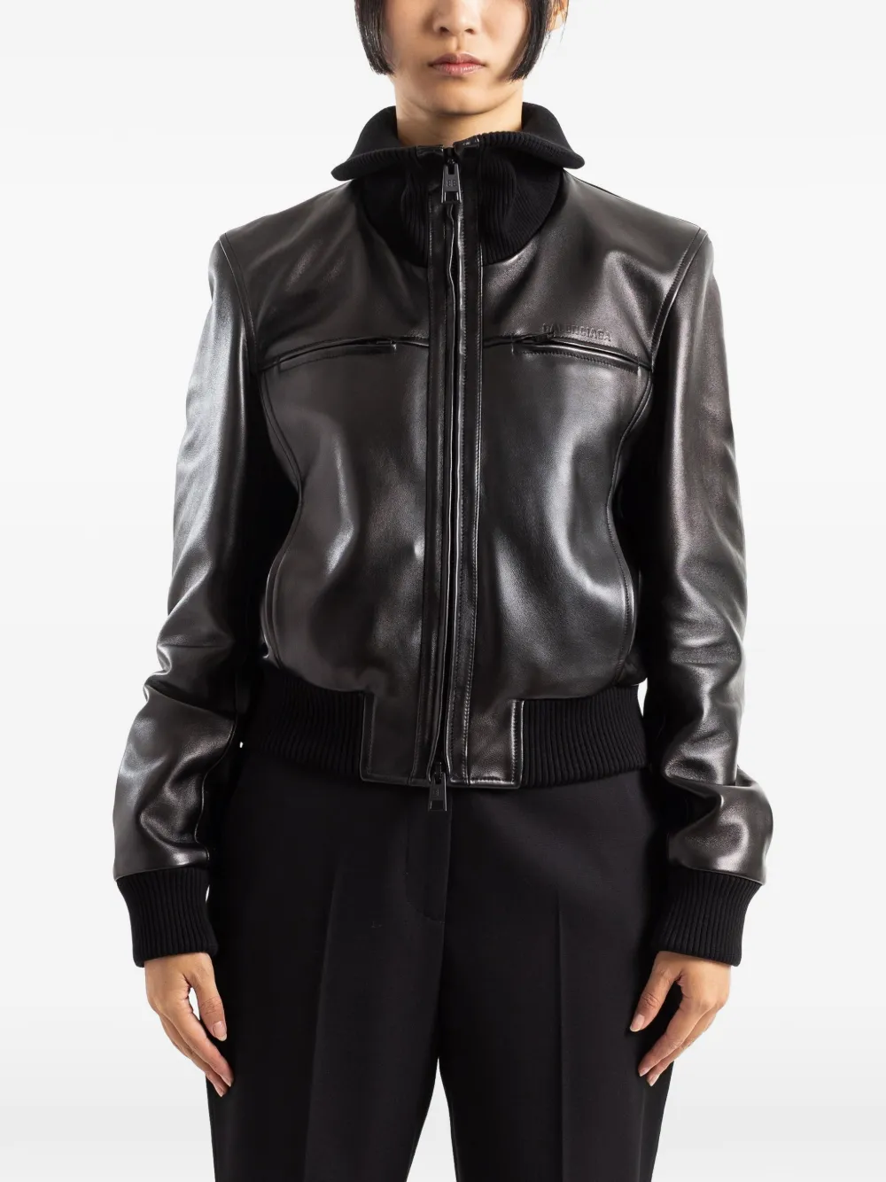 Balenciaga high-collar fitted jacket - Nero