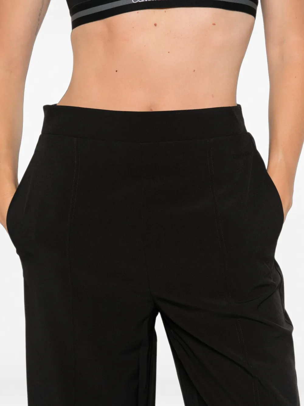 Calvin Klein Gesmockte broek met toelopende pijpen Zwart