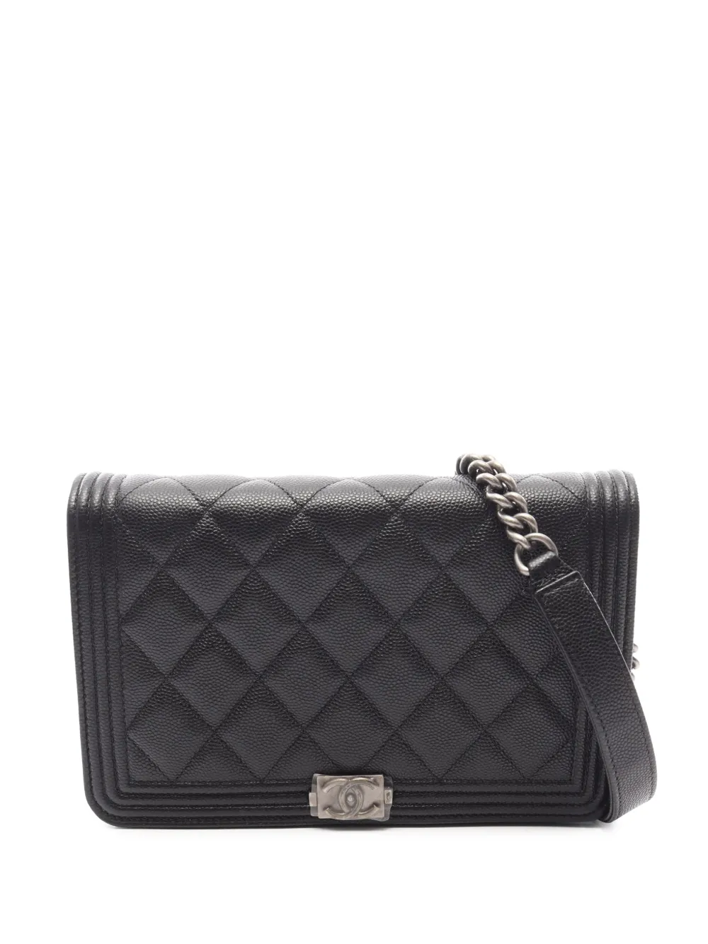 CHANEL Pre-Owned 2021-2026 Quilted Caviar Boy Wallet on Chain crossbody bag - Black