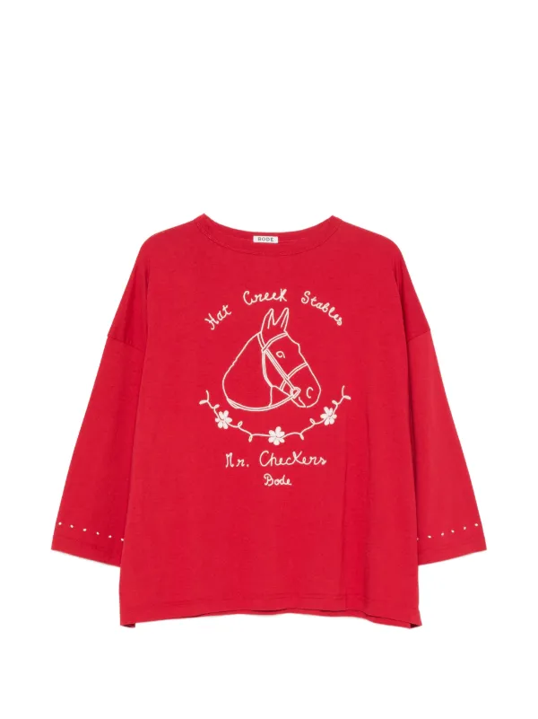 Bode Stables Graphic-print Three-quarter-sleeve T-shirt in Red