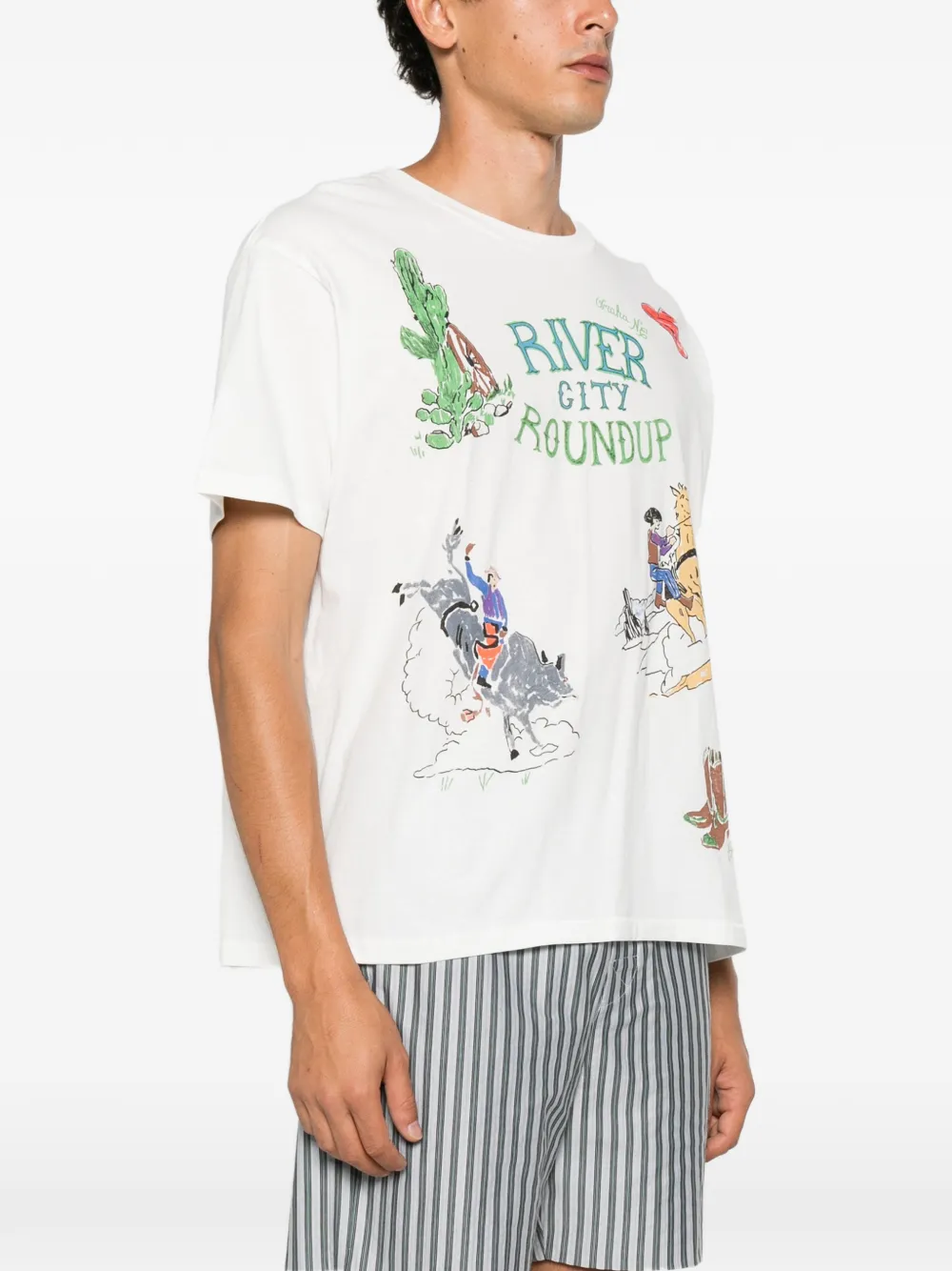 BODE River City T-shirt met grafische print Beige