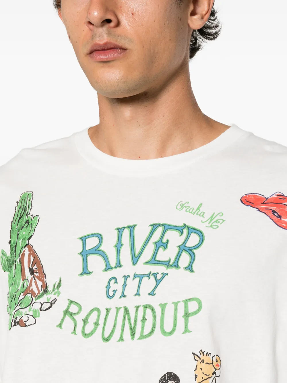 BODE River City T-shirt met grafische print Beige