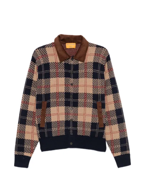 Guest In Residence plaid-check corduroy-collar cardigan
